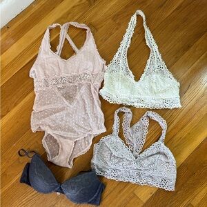 Aerie Lace Bralette Bundle Womens M Multi Pretty Feminine Dainty Coquette